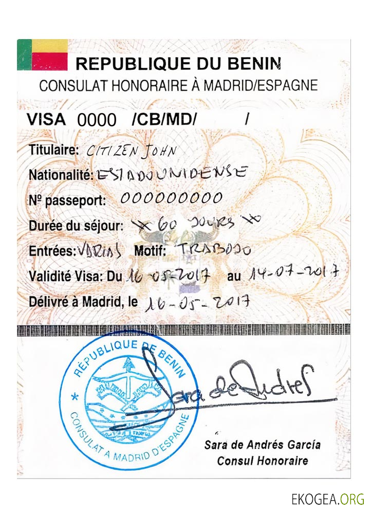 Visa de voyage BÉNIN